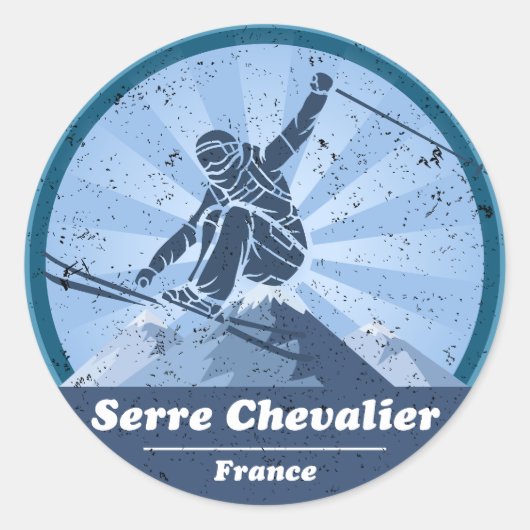 Serre Chevalier Skiresort - Skiër Ronde Sticker (Voorkant)