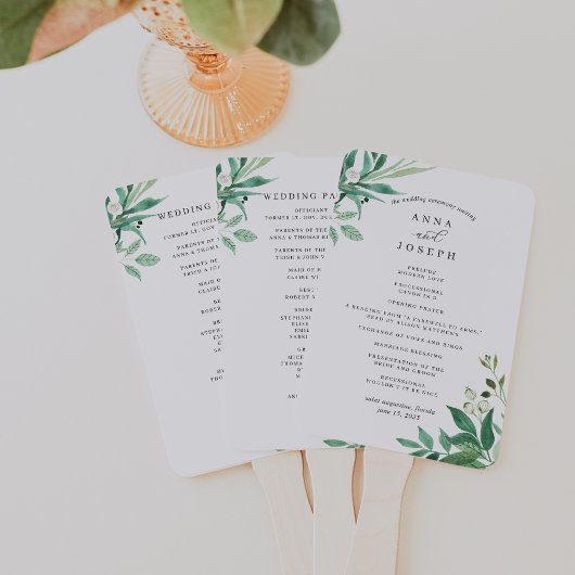 serre | Waterverf Botanisch huwelijksprogramma Handwaaier