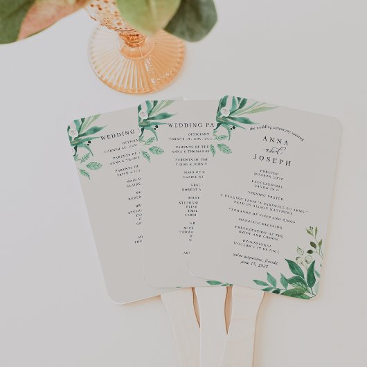 serre | Waterverf Botanisch huwelijksprogramma Handwaaier