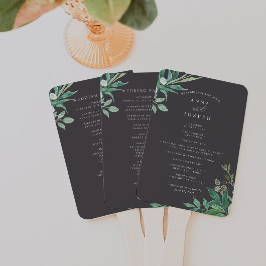 serre | Waterverf Botanisch huwelijksprogramma Handwaaier