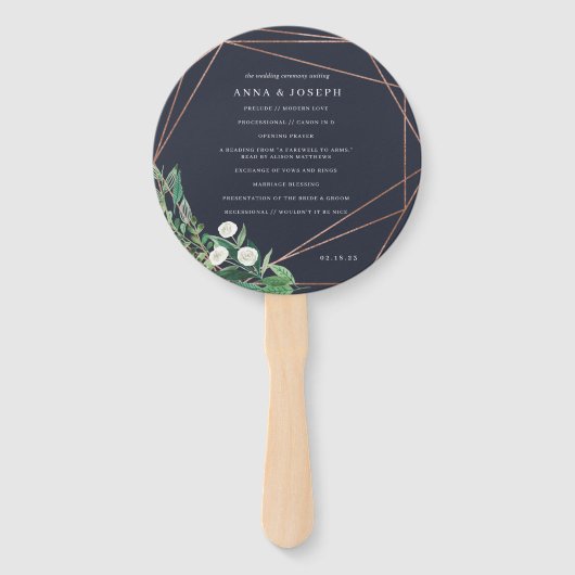 serre | Waterverf Botanisch huwelijksprogramma Handwaaier (Voorkant)