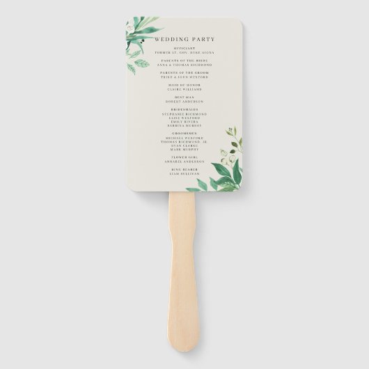 serre | Waterverf Botanisch huwelijksprogramma Handwaaier (Achterkant)