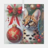 Serval Cat Glass Ornament (Voorkant)