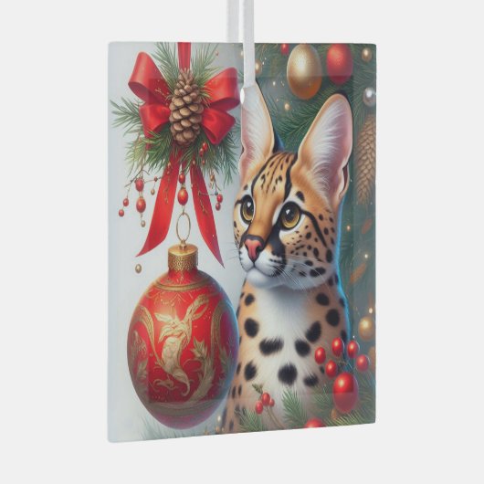Serval Cat Glass Ornament (Voorkant Rechts)