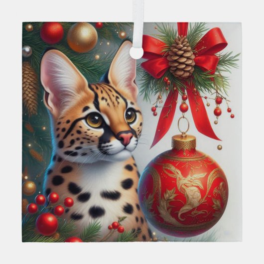Serval Cat Glass Ornament (Achterkant)