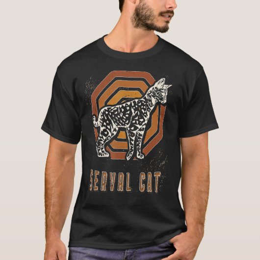 Serval Cat  Retro Classic Animal Love T-shirt (Voorkant)
