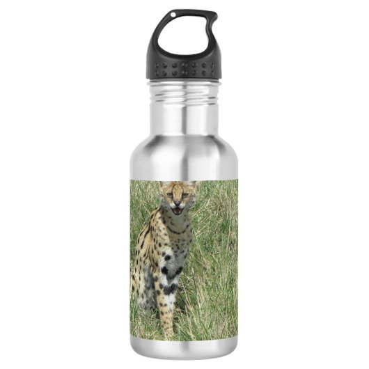 Serval cat roestvrijstalen waterfles (Voorkant)