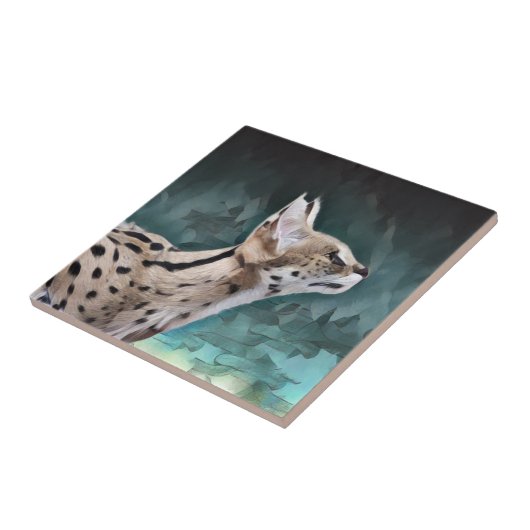 Serval Cat Tegeltje (Zijkant)