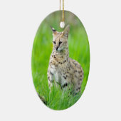 Serval in het gras keramisch ornament (Rechts)