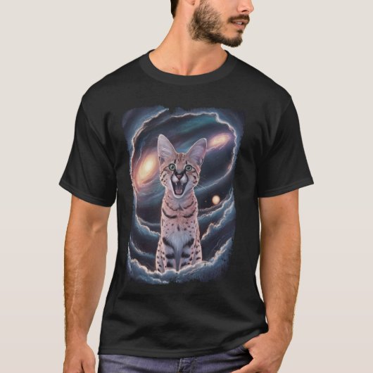 Serval Kat Galaxy Bengaalse Kat Ruimte Feline 1 T-shirt (Voorkant)