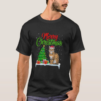 Serval Kerstboom Lights Funny Xmas Serval Love T-shirt