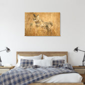 Serval (Leptailurus Serval) springend Canvas Afdruk (Insitu (Slaapkamer))