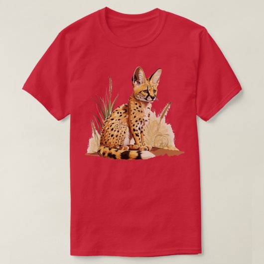 Servale Afrikaanse Wildcat Grass Serval Cat Wild C T-shirt (Design voorkant)