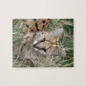 Servale kattenontspanning in gras legpuzzel (Horizontaal)