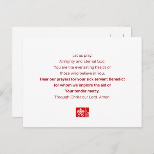 Servant Benedict Briefkaart (Voorkant / Achterkant)