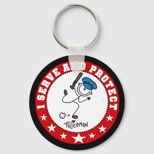 Serve and Protect Policeman Sleutelhanger (Voorkant)