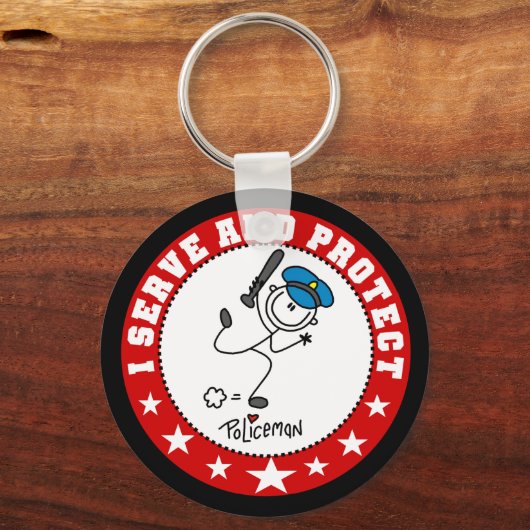 Serve and Protect Policeman Sleutelhanger (Voorkant)