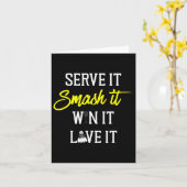 Serve it Smash It Win It Love It Badminton Speler Kaart (Gele Bloem)