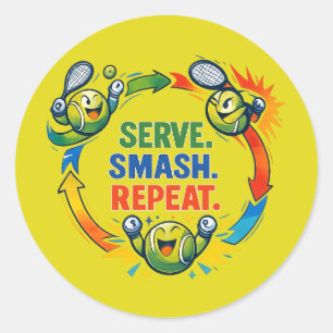 Serve Smash Herhaal Funny Tennis Citaat Sticker