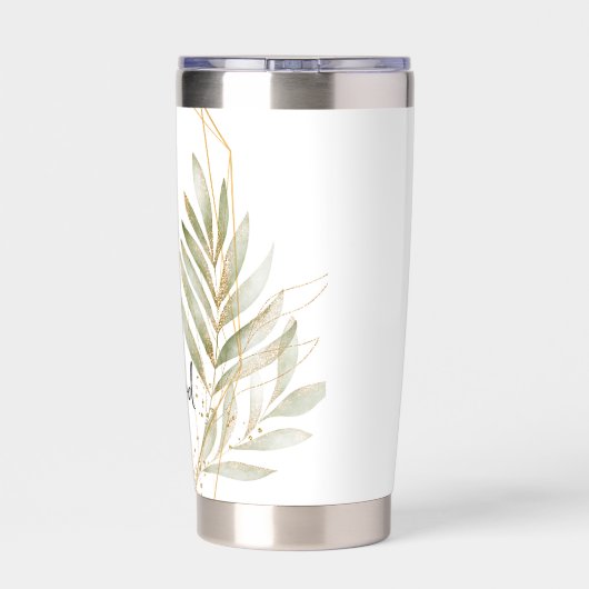 Serve the Lord Green bladeren and gold lijst Geïsoleerde Drinkbeker (Achterkant)