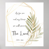 Serve the Lord Green bladeren and gold lijst Poster (Voorkant)