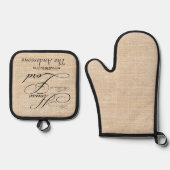 Serve the Lord personalized linen look Ovenwant & Pannenlap Set (Voorkant)