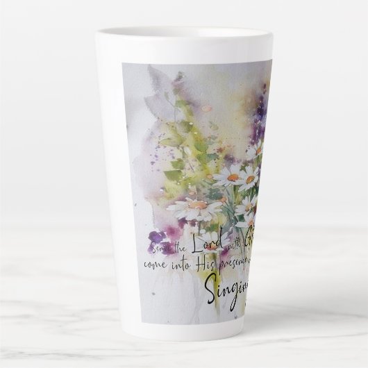 Serve the Lord with gladness floral Latte Mok (Voorkant)