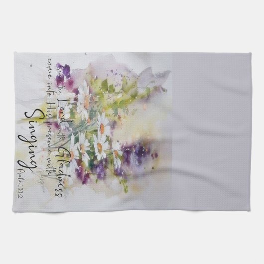 Serve the Lord with gladness floral Theedoek (Horizontaal)