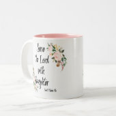 Serve the Lord with Laughter St. Padre Pio Tweekleurige Koffiemok (Voorkant links)