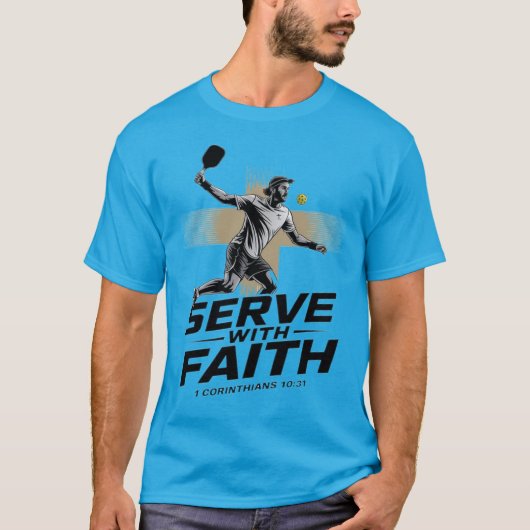 Serve With Faith Christian Pickleball T-Shirt (Voorkant)