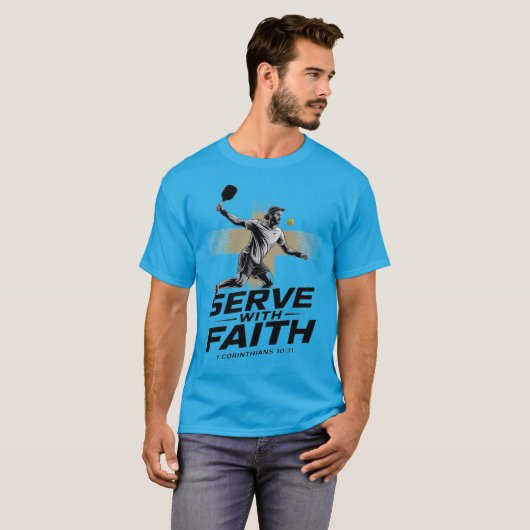 Serve With Faith Christian Pickleball T-Shirt (Voorkant volledig)