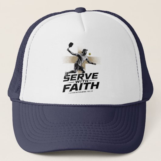 Serve With Faith Christian Pickleball Trucker Hat Pet (Voorkant)