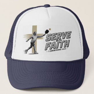 Serve With Faith Christian Pickleball Trucker Hat Trucker Pet