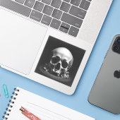 💀Served Cold — Baroque Fine Art Sticker (Laptop met iPhone)