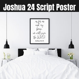 Serveer de Heer KJV Bijbel Verse Joshua 24 Script Poster