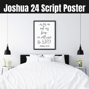 Serveer de Heer KJV Bijbel Verse Joshua 24 Script Poster