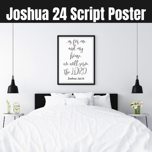 Serveer de Heer KJV Bijbel Verse Joshua 24 Script Poster