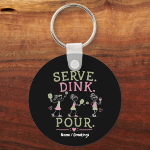 Serveer Dink Giet Pickleball Humor Pret Vrouwen Sp Sleutelhanger