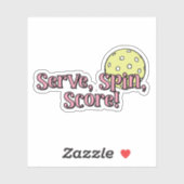 Serveer, draai, score! | roze en geel Pickleball Sticker (Vel)
