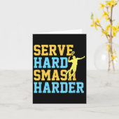 Serveer Hard Smash Harder Badminton Player Shuttle Kaart (Gele Bloem)