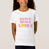 Serveer het, win het, hou ervan tennissport kinder t-shirt (Voorkant)