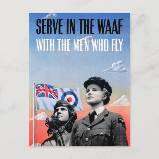 Serveer in de WAAF ~ Met de Mannen die vliegen Briefkaart (Voorkant)