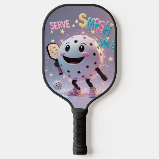 Serveer. Smash. Glimlach. – Schattigee Kawaii Pick Pickleball Paddle (Voorkant)