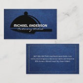 serveerschotelmes | blauw leer visitekaartje (Voorkant / Achterkant)