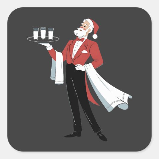 Serveerster Kerstman Kerst Santa Server Vierkante Sticker (Voorkant)
