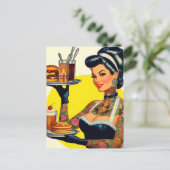 serveerster pin-up briefkaart (Staand voorkant)