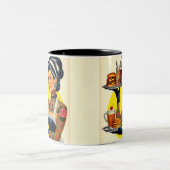 serveerster pin-up tweekleurige koffiemok (Center)