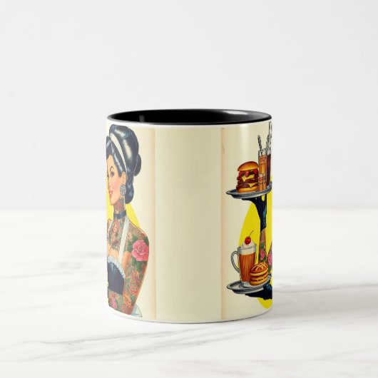  serveerster pin-up tweekleurige koffiemok (Center)