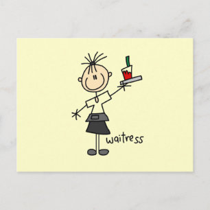 Serveerster Stickfiguur Briefkaart