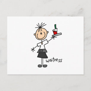 Serveerster Stickfiguur Briefkaart